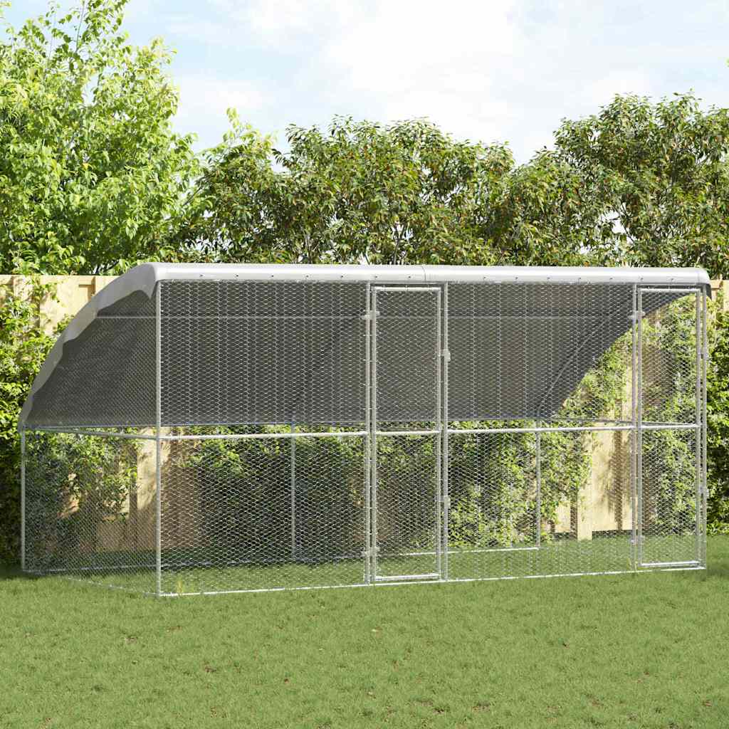 Kavez za piliće 2 pcs Srebrno 400 x 200 x 200 cm Cinkani čelik