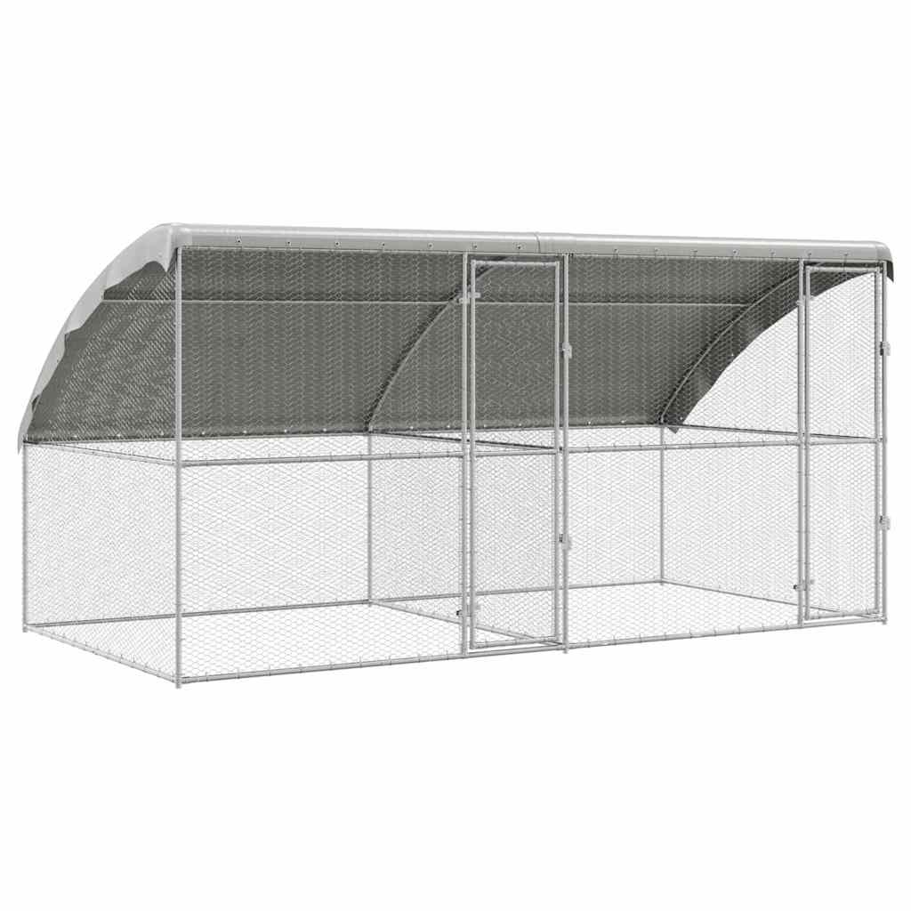 Kavez za piliće 2 pcs Srebrno 400 x 200 x 200 cm Cinkani čelik