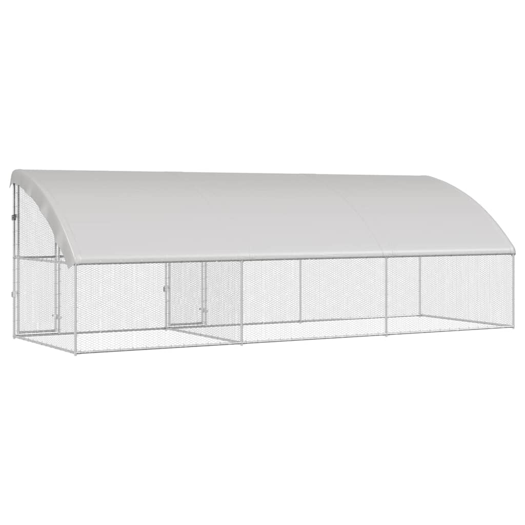 Kavez za piliće 3 pcs Srebrno 600 x 200 x 200 cm Cinkani čelik