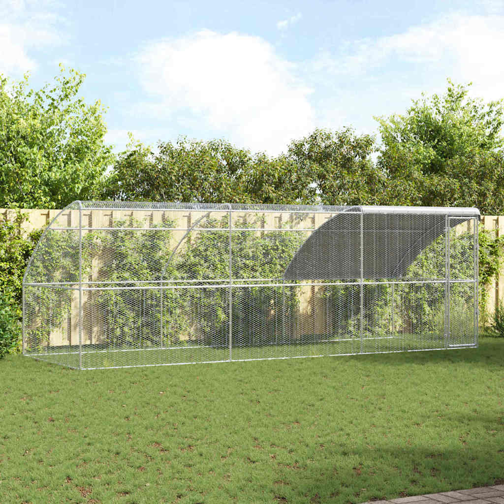 Kavez za piliće 3 pcs Srebrno 600 x 200 x 200 cm Čelik i PE