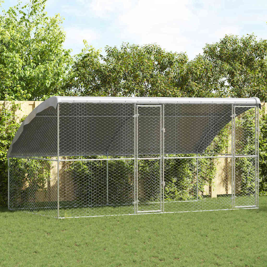 Kućica za pse 2 pcs Srebrno 4 x 2 x 2 m Pocinčani čelik