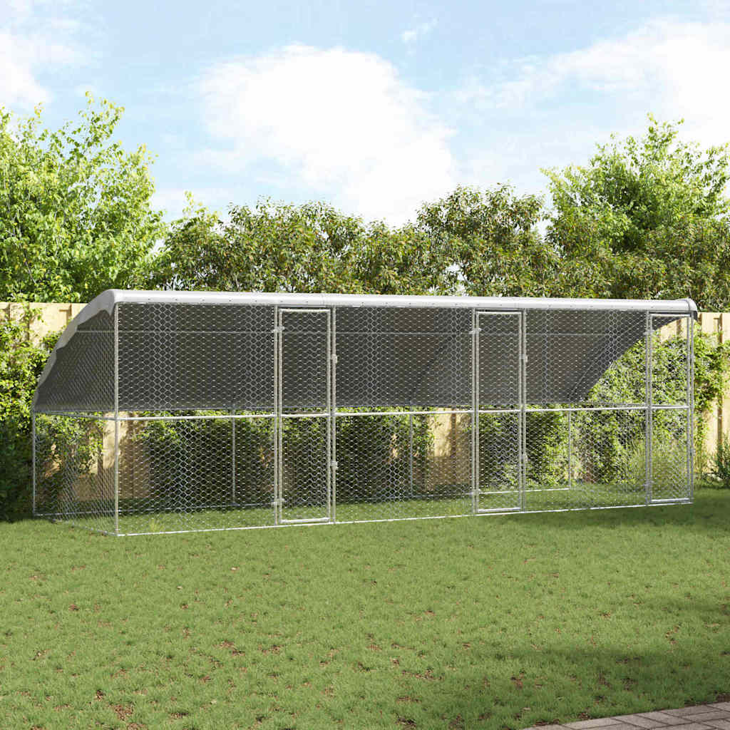Kućica za pse 3 pcs Srebrno 6 x 2 x 2 m Pocinčani čelik