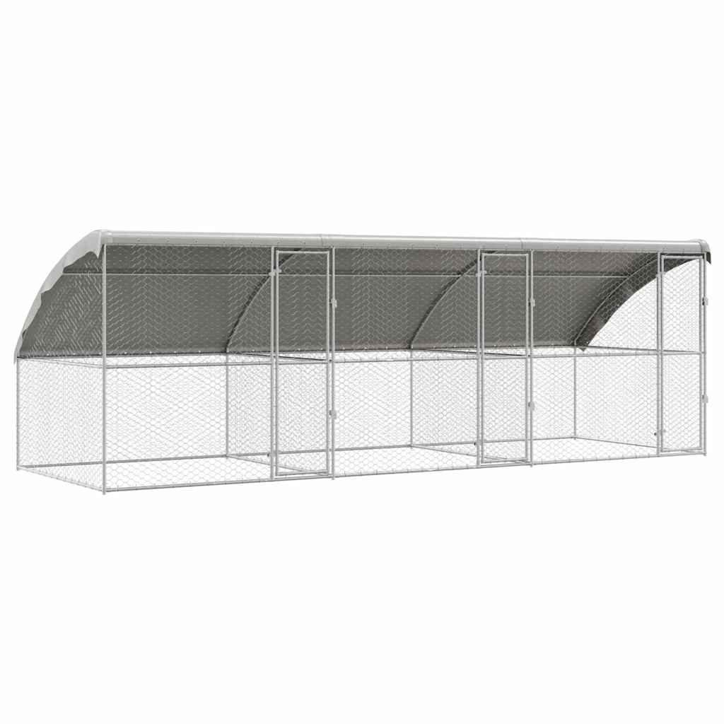Kućica za pse 3 pcs Srebrno 6 x 2 x 2 m Pocinčani čelik