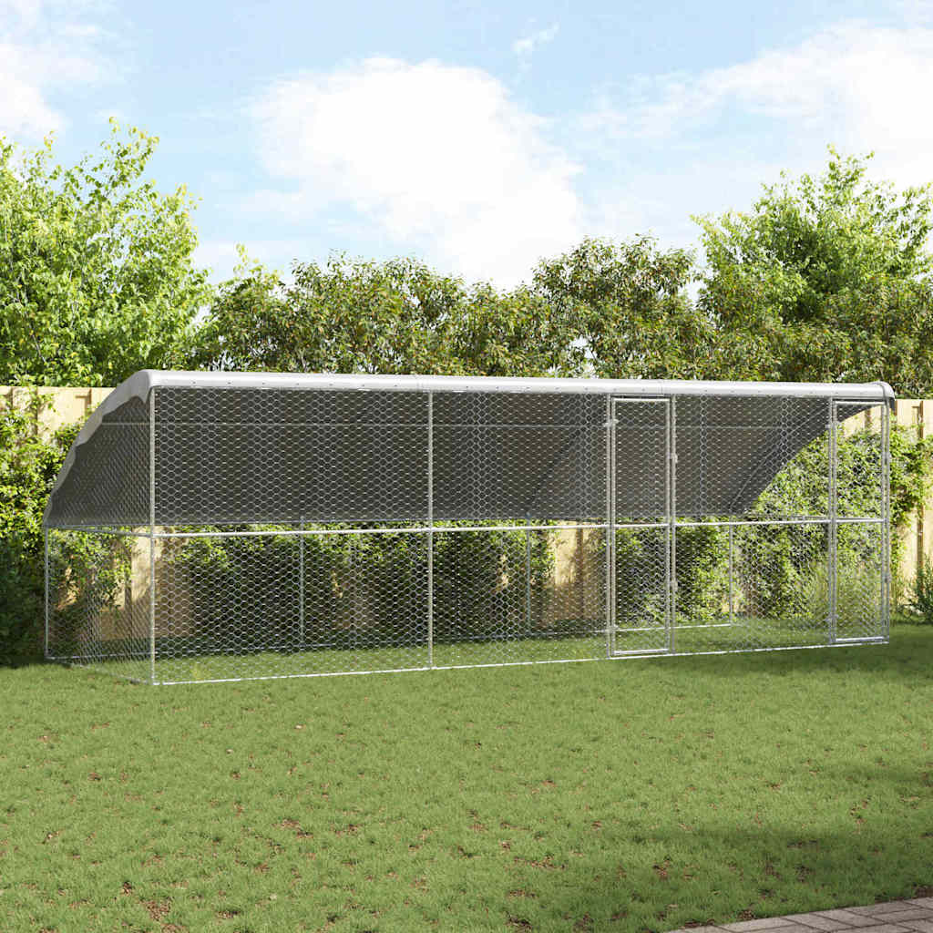 Kućica za pse 3 pcs Srebrno 6 x 2 x 2 m Pocinčani čelik