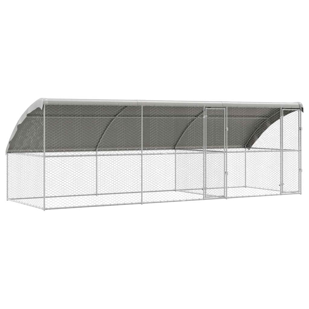 Kućica za pse 3 pcs Srebrno 6 x 2 x 2 m Pocinčani čelik