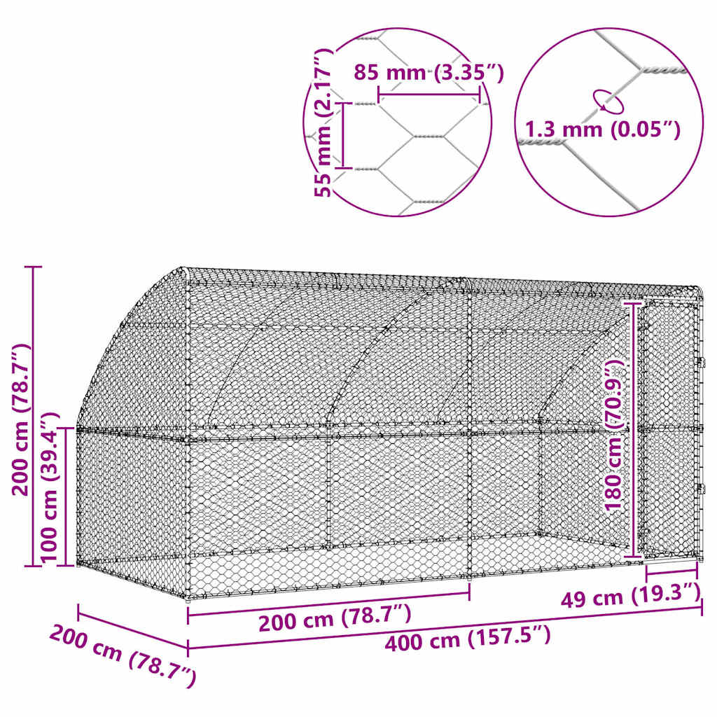 Kućica za pse 2 pcs Srebrno 4 x 2 x 2 m Pocinčani čelik