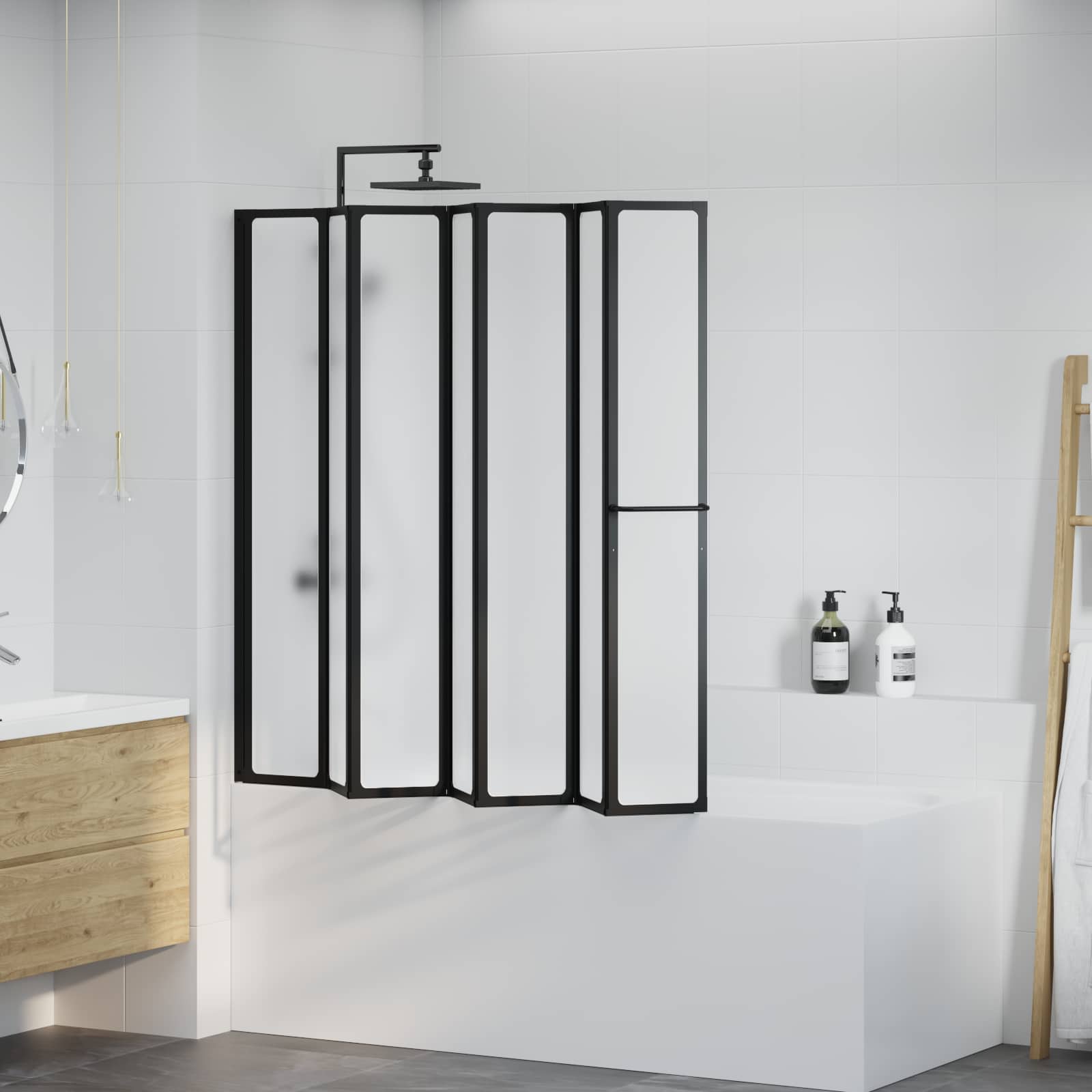 Tuš paravan Crna 168 x 140 cm Aluminij