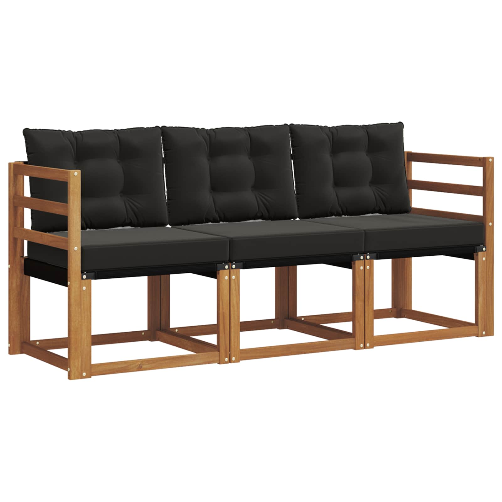 Set vanjskih sofa s jastukom 3 pcs Prirodna i crna