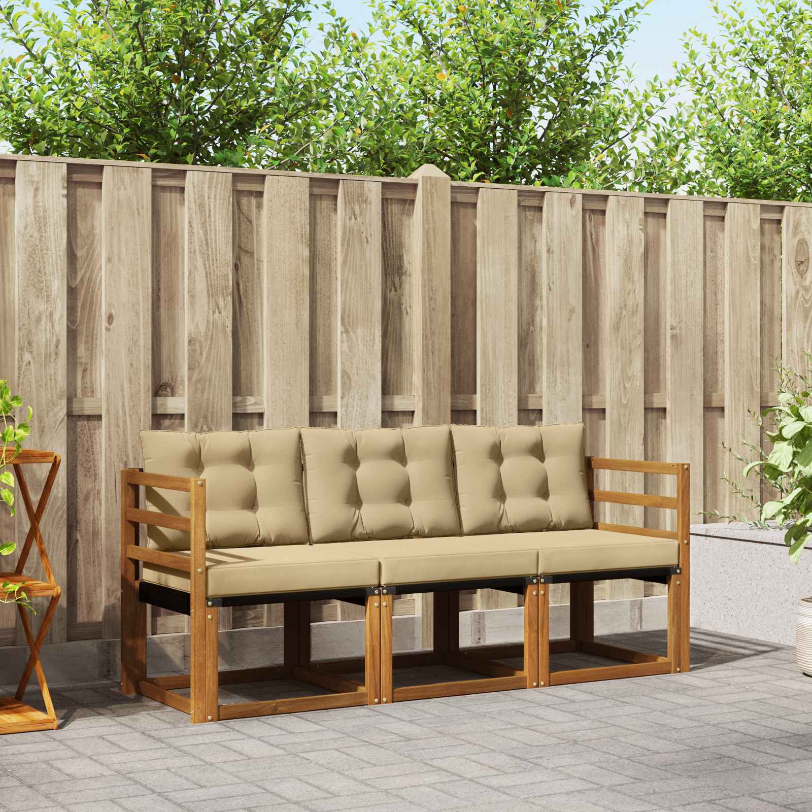 Set vanjskih sofa s jastukom 3 pcs Prirodna i bež