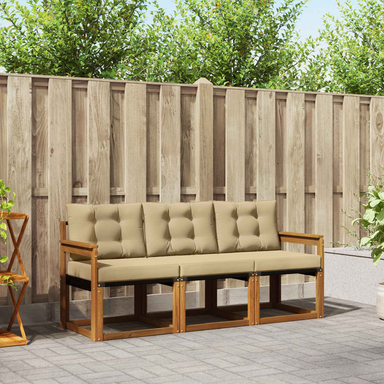 Set vanjskih sofa s jastukom 3 pcs Prirodna i bež