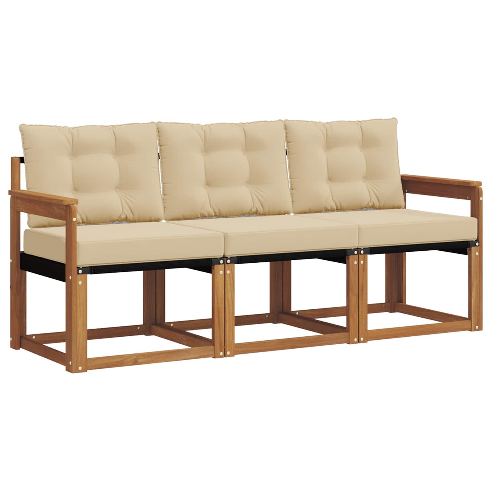 Set vanjskih sofa s jastukom 3 pcs Prirodna i bež