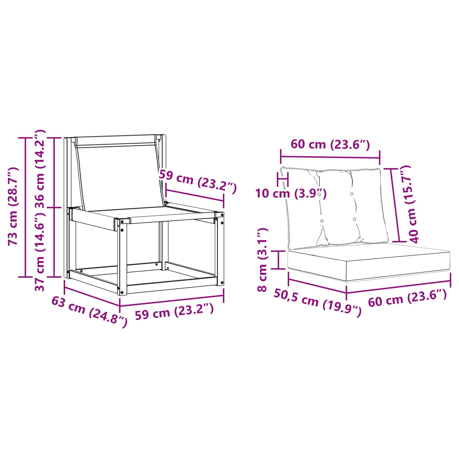 Set vanjskih sofa s jastukom 3 pcs Prirodna i bež