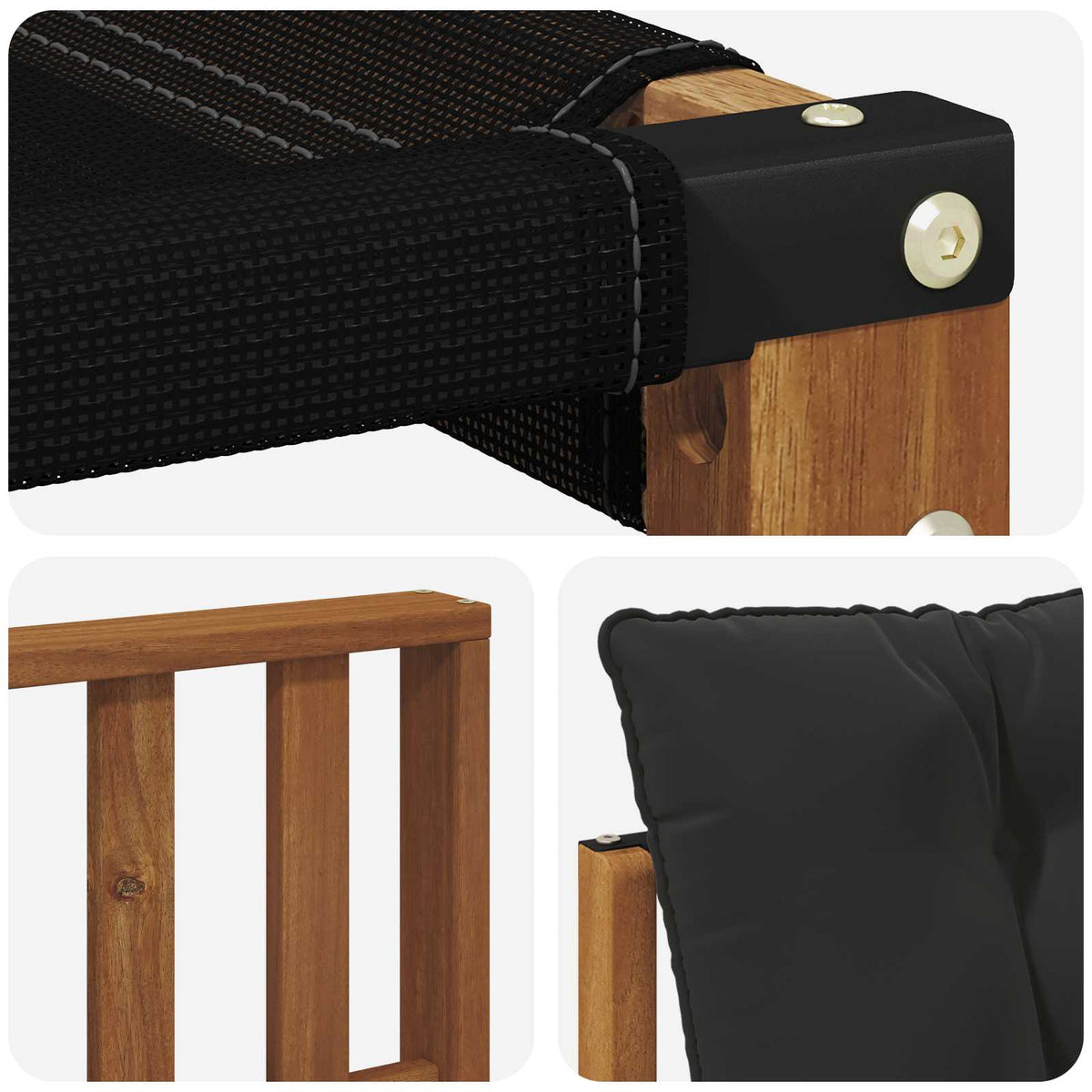 Set vanjskih sofa s jastukom 3 pcs Prirodna i crna