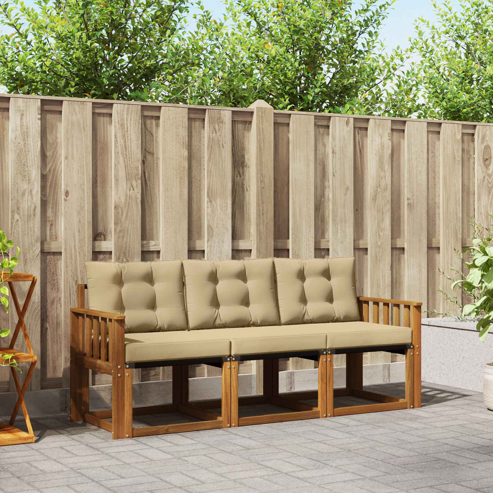 Set vanjskih sofa s jastukom 3 pcs Prirodna i bež