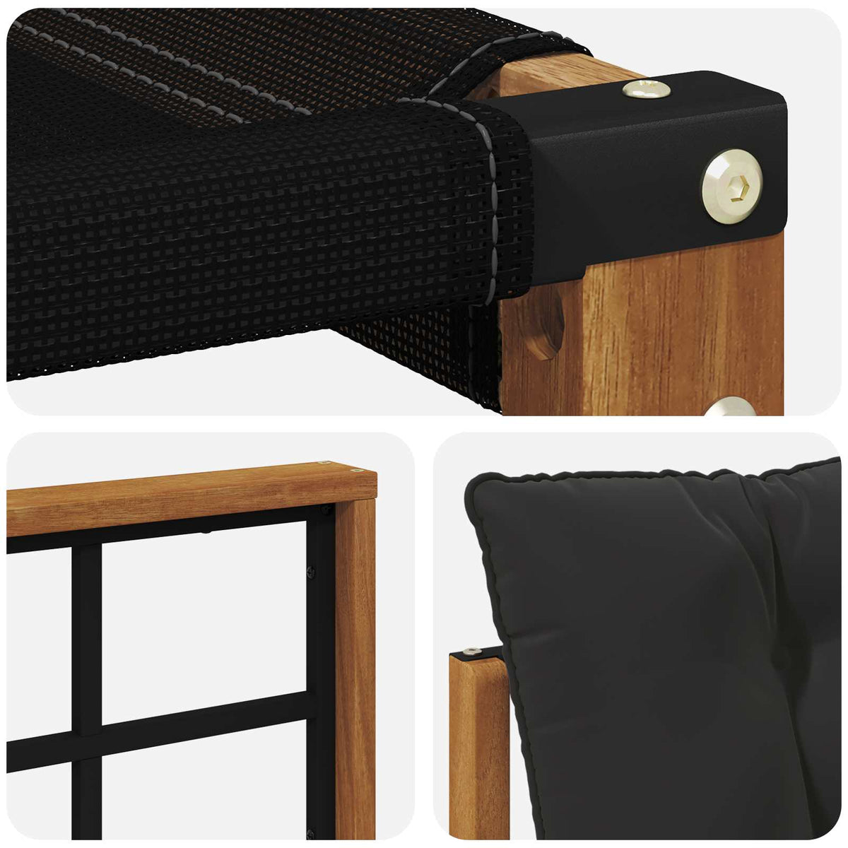 Set vanjskih sofa s jastukom 3 pcs Prirodna i crna