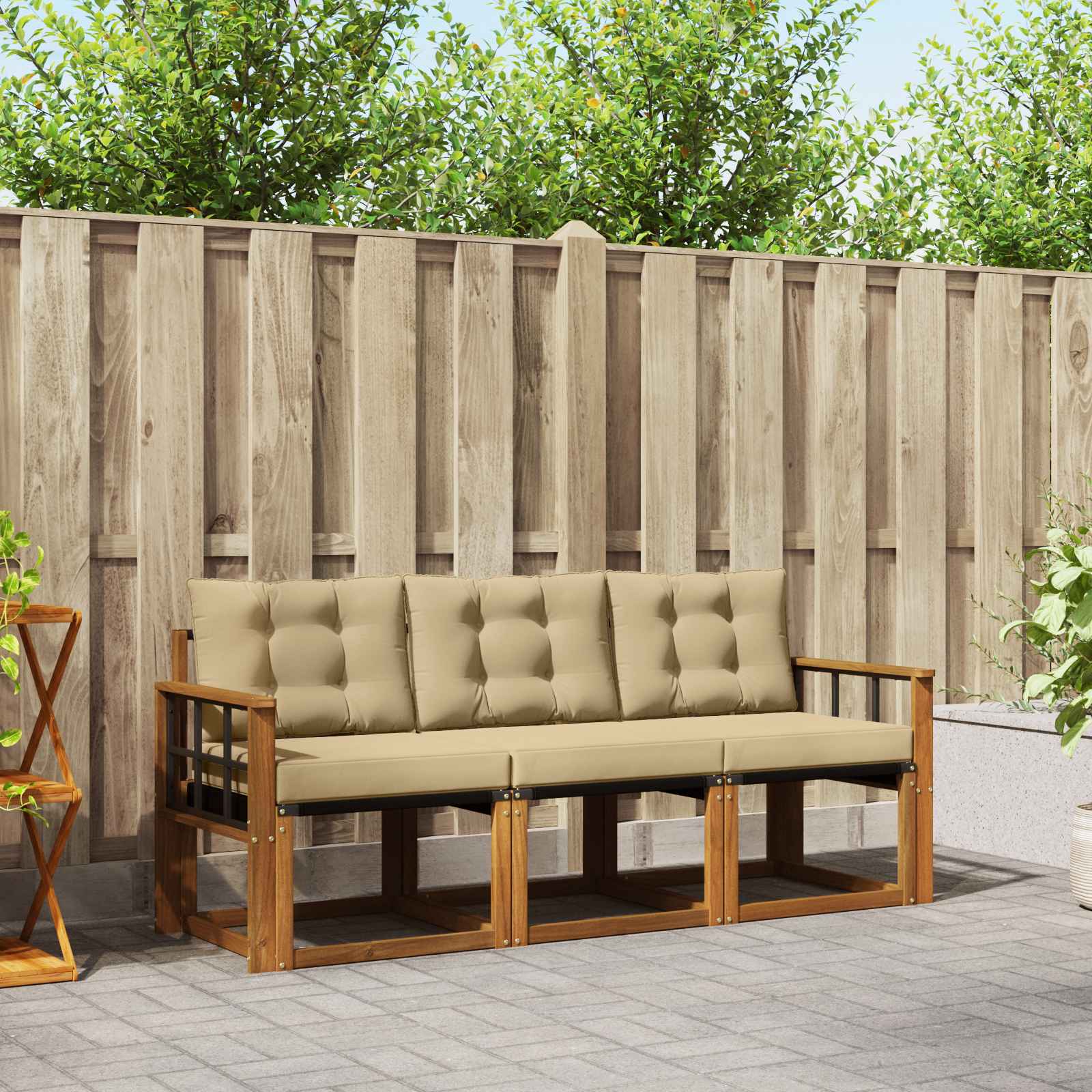 Set vanjskih sofa s jastukom 3 pcs Prirodna i bež