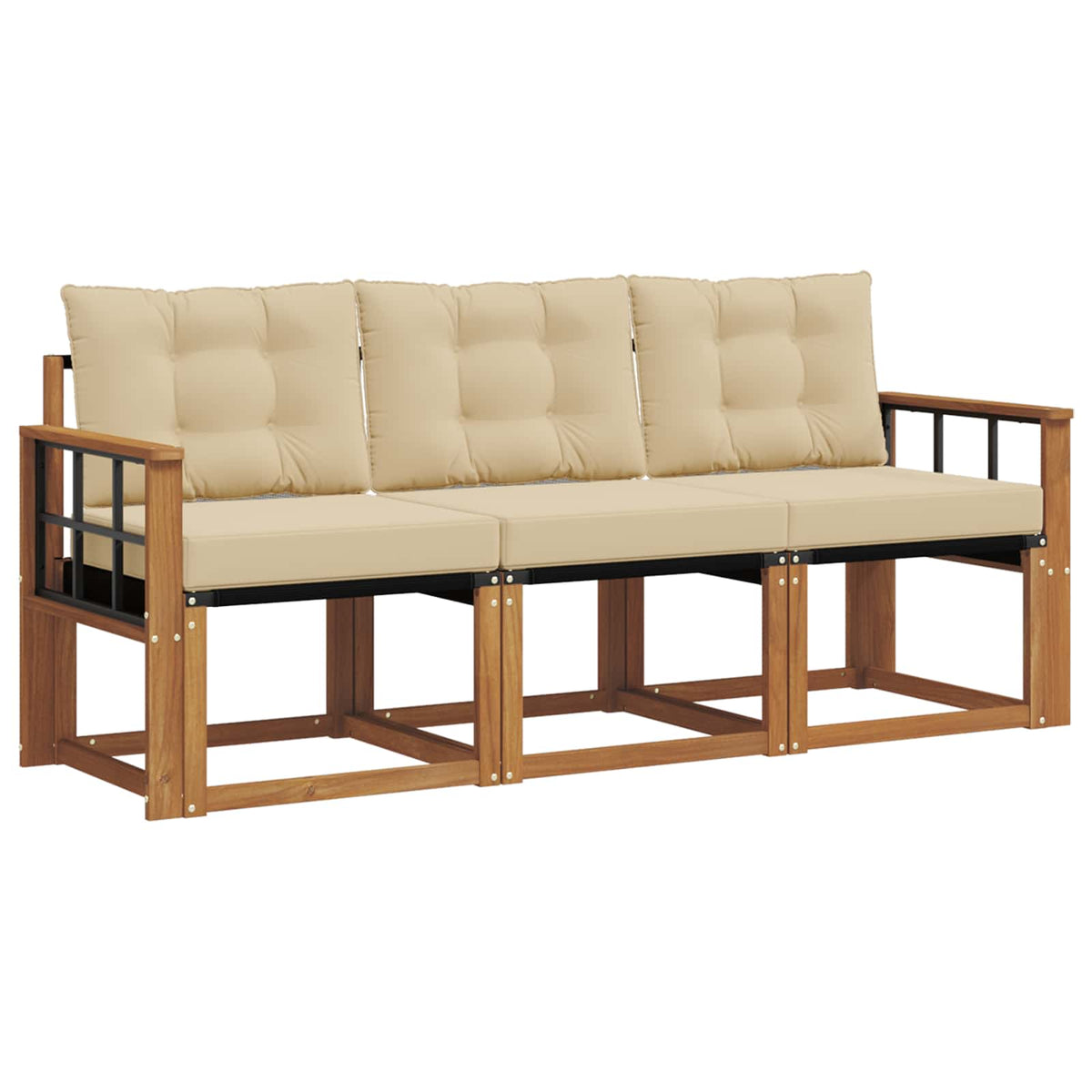 Set vanjskih sofa s jastukom 3 pcs Prirodna i bež