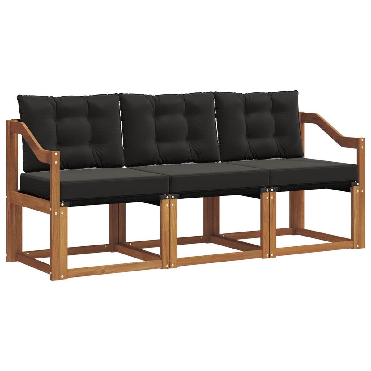 Set vanjskih sofa s jastukom 3 pcs Prirodna i crna