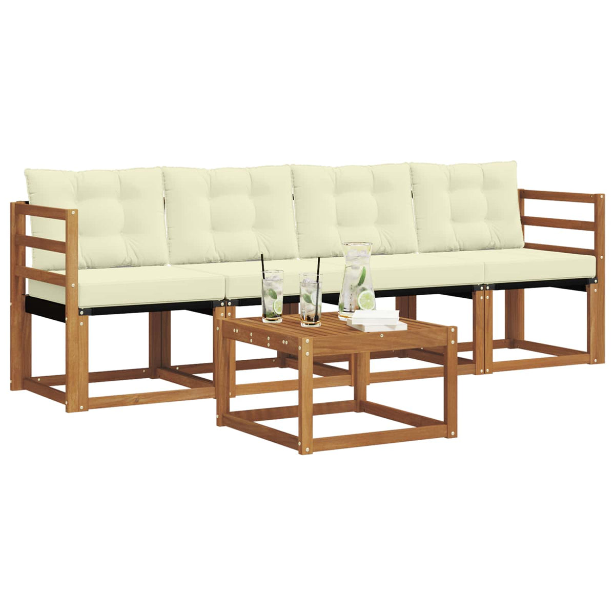 Set vanjskih sofa 5 kom. Prirodna i krem