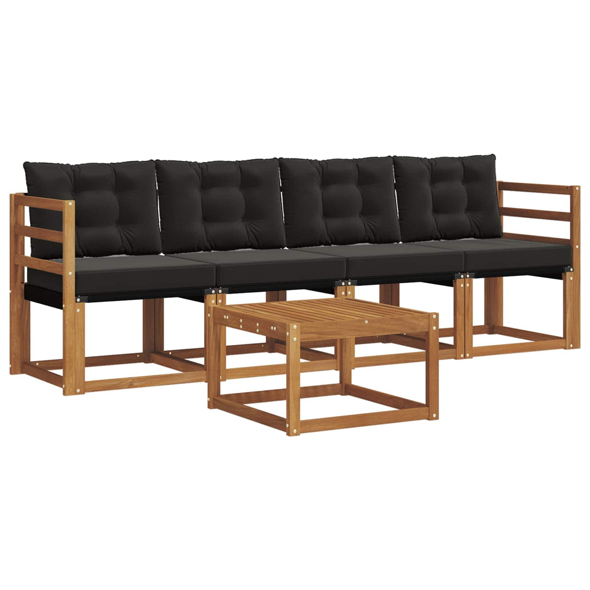 Set vanjskih sofa s jastukom 5 pcs Prirodna i crna
