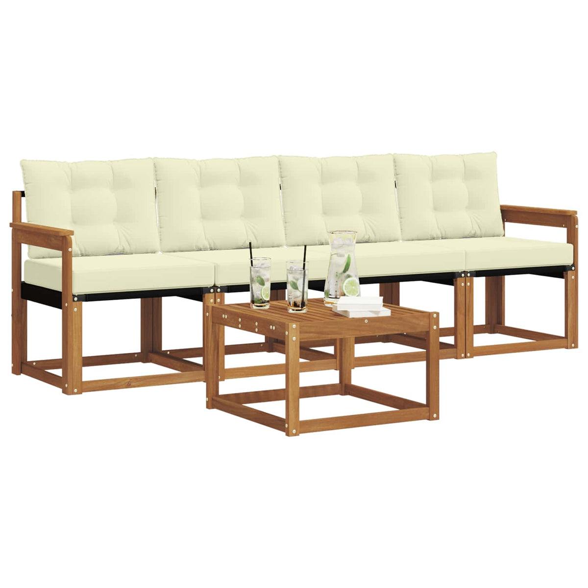 Set vanjskih sofa 5 kom. Prirodna i krem