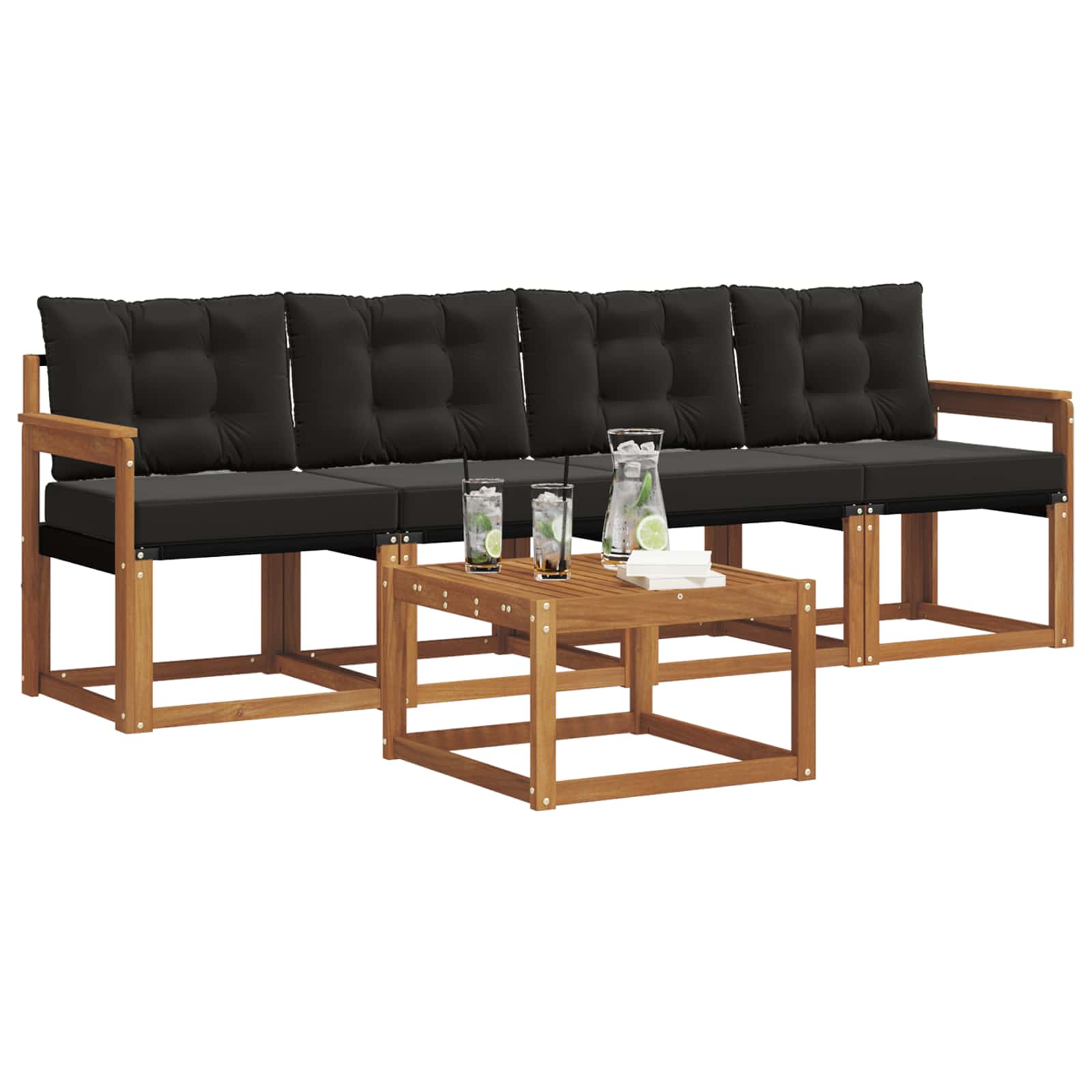 Set vanjskih sofa s jastukom 5 pcs Prirodna i crna
