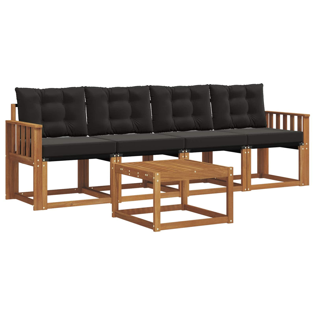 Set vanjskih sofa s jastukom 5 pcs Prirodna i crna