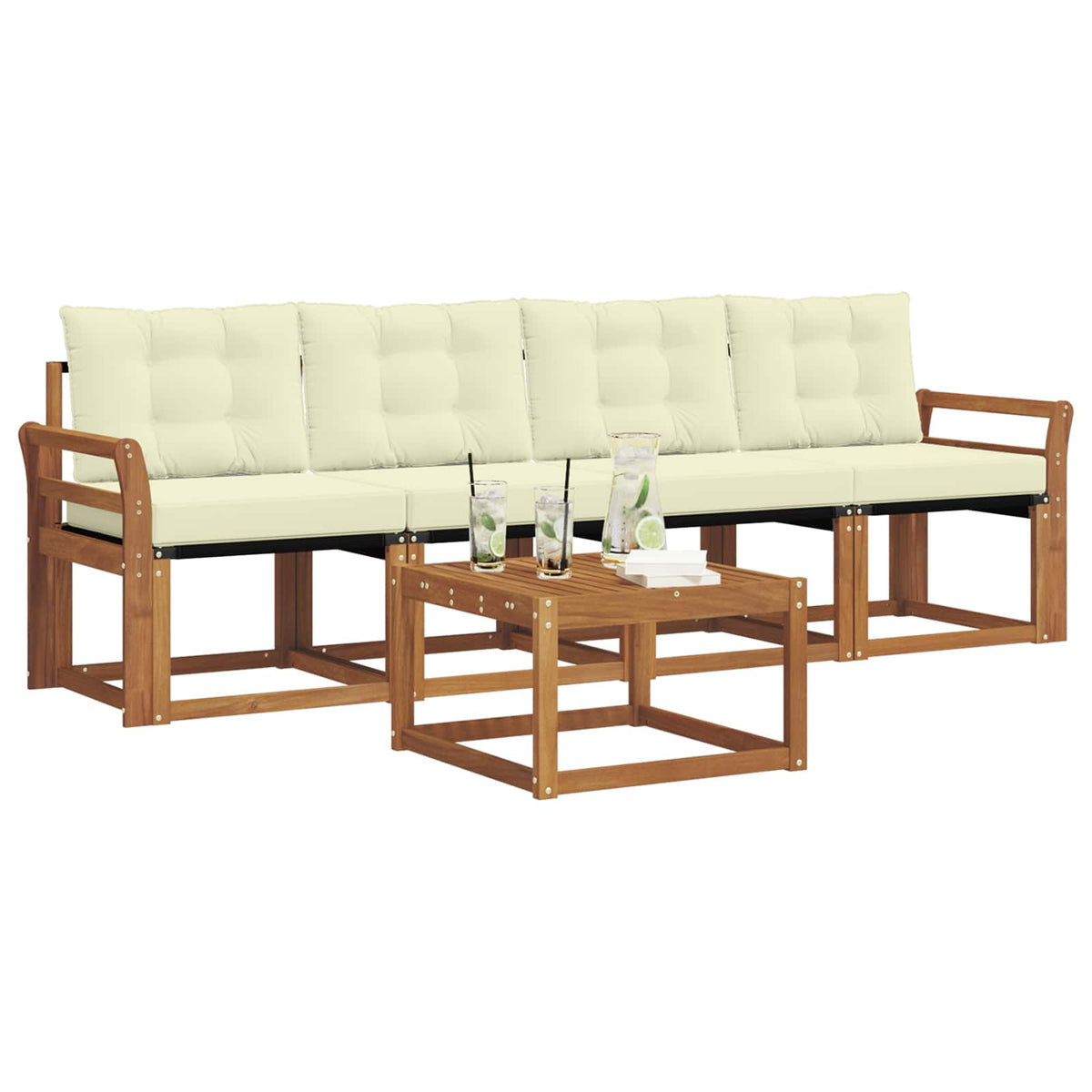 Set vanjskih sofa 5 kom. Prirodna i krem