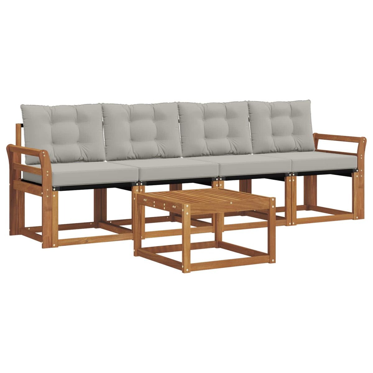 Set vanjskih sofa 5 kom. Prirodna i svijetlo siva