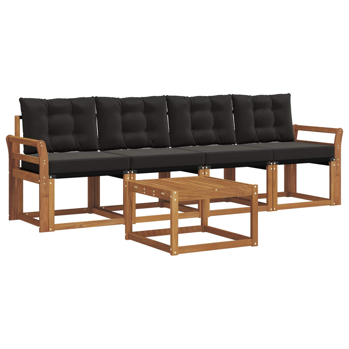 Set vanjskih sofa s jastukom 5 pcs Prirodna i crna