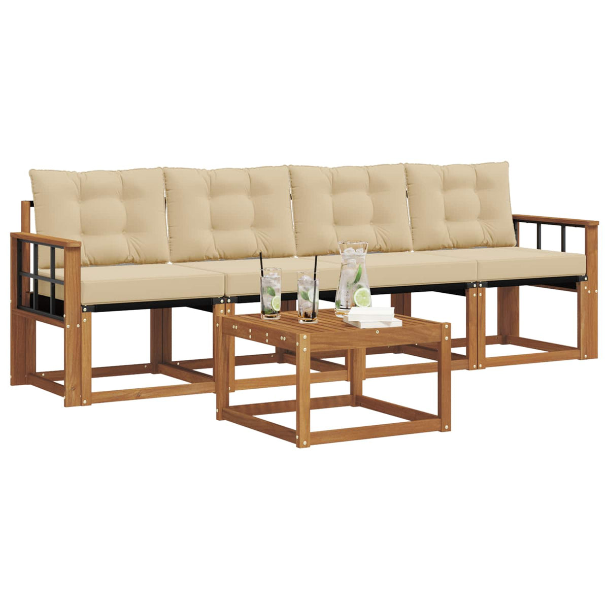 Set vanjskih sofa 5 kom. Prirodna i bež