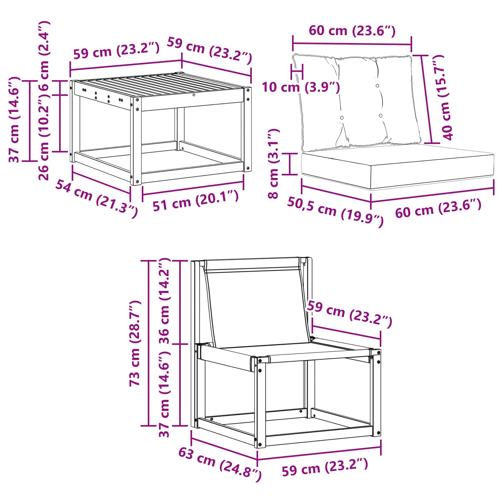 Set vanjskih sofa s jastukom 5 pcs Prirodna i crna
