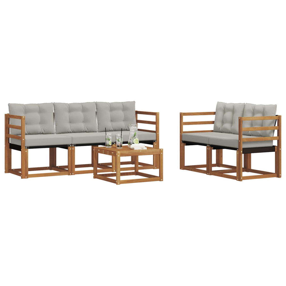 Set vanjskih sofa 6 kom. Prirodna i svijetlo siva