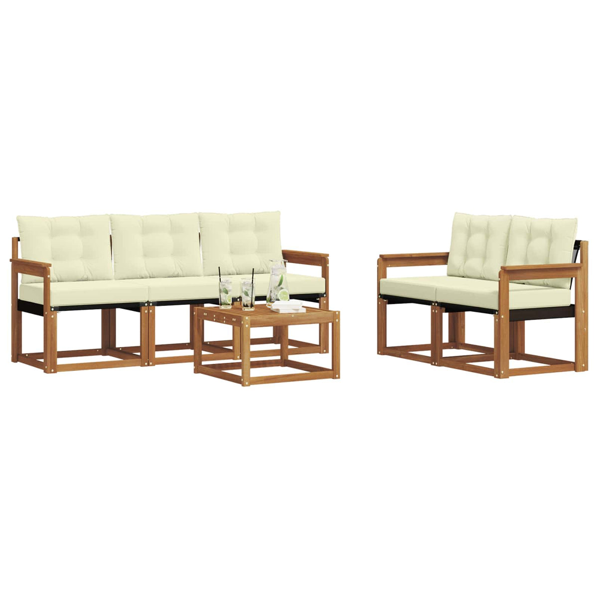 Set vanjskih sofa 6 kom. Prirodna i krem