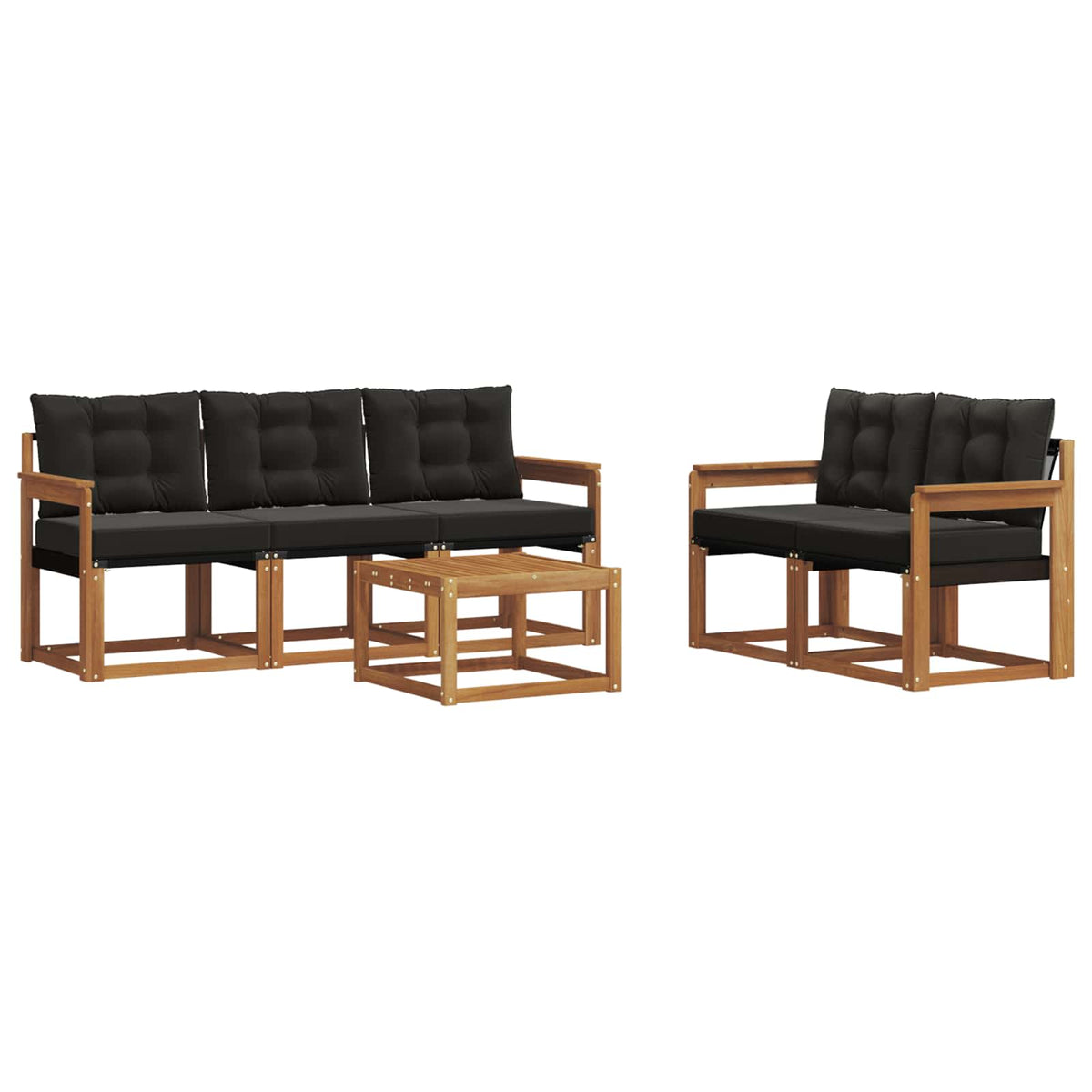 Set vanjskih sofa s jastukom 6 pcs Prirodna i crna