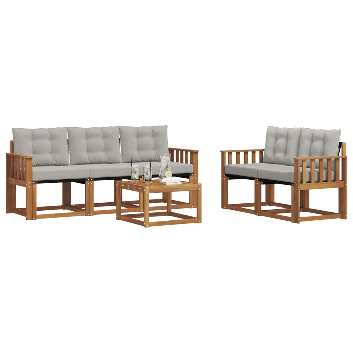 Set vanjskih sofa 6 kom. Prirodna i svijetlo siva