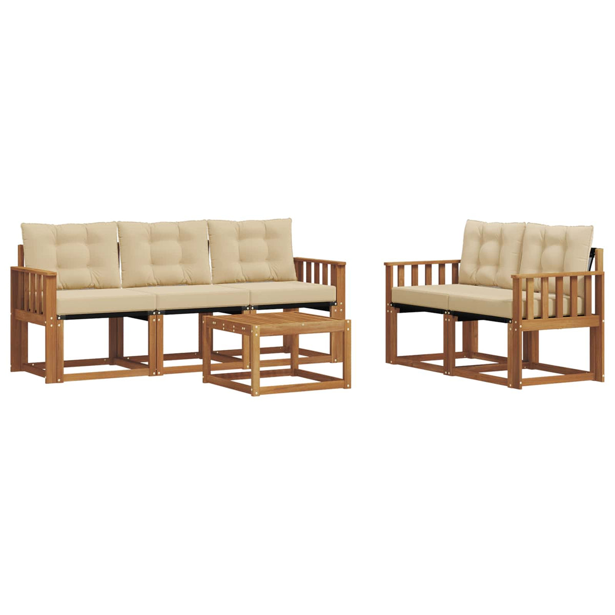Set vanjskih sofa 6 kom. Prirodna i bež