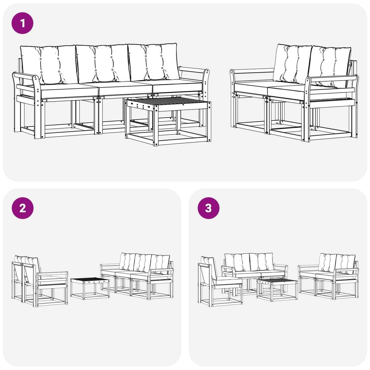 Set vanjskih sofa 6 kom. Prirodna i krem