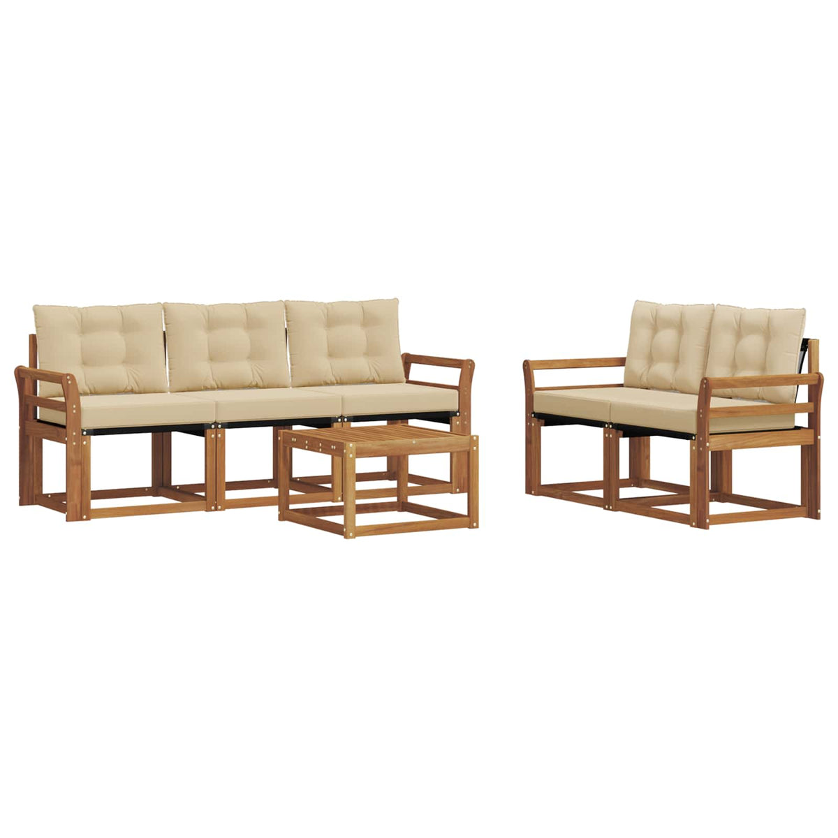 Set vanjskih sofa 6 kom. Prirodna i bež
