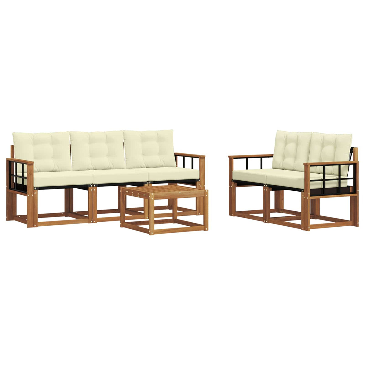 Set vanjskih sofa 6 kom. Prirodna i krem