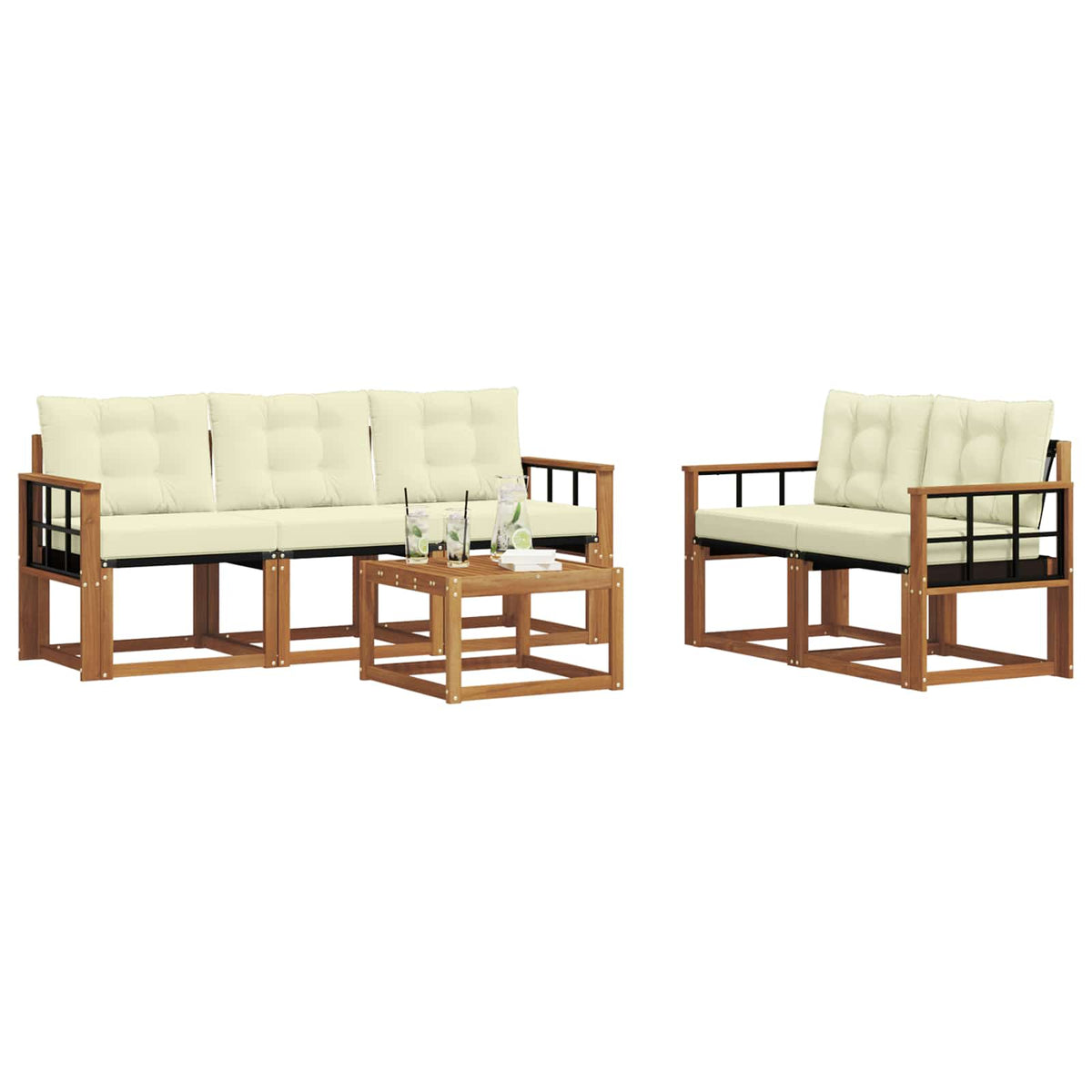 Set vanjskih sofa 6 kom. Prirodna i krem