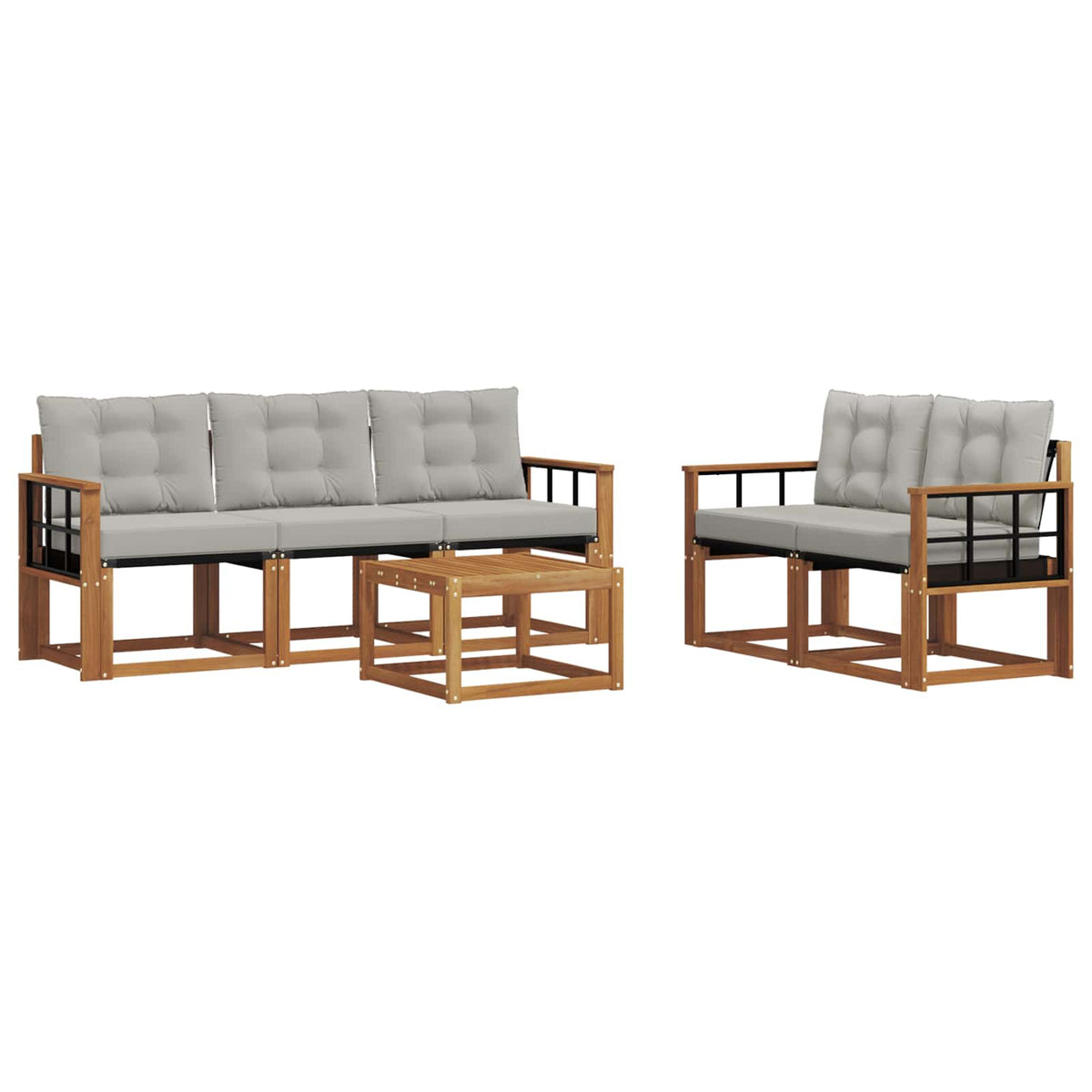 Set vanjskih sofa 6 kom. Prirodna i svijetlo siva