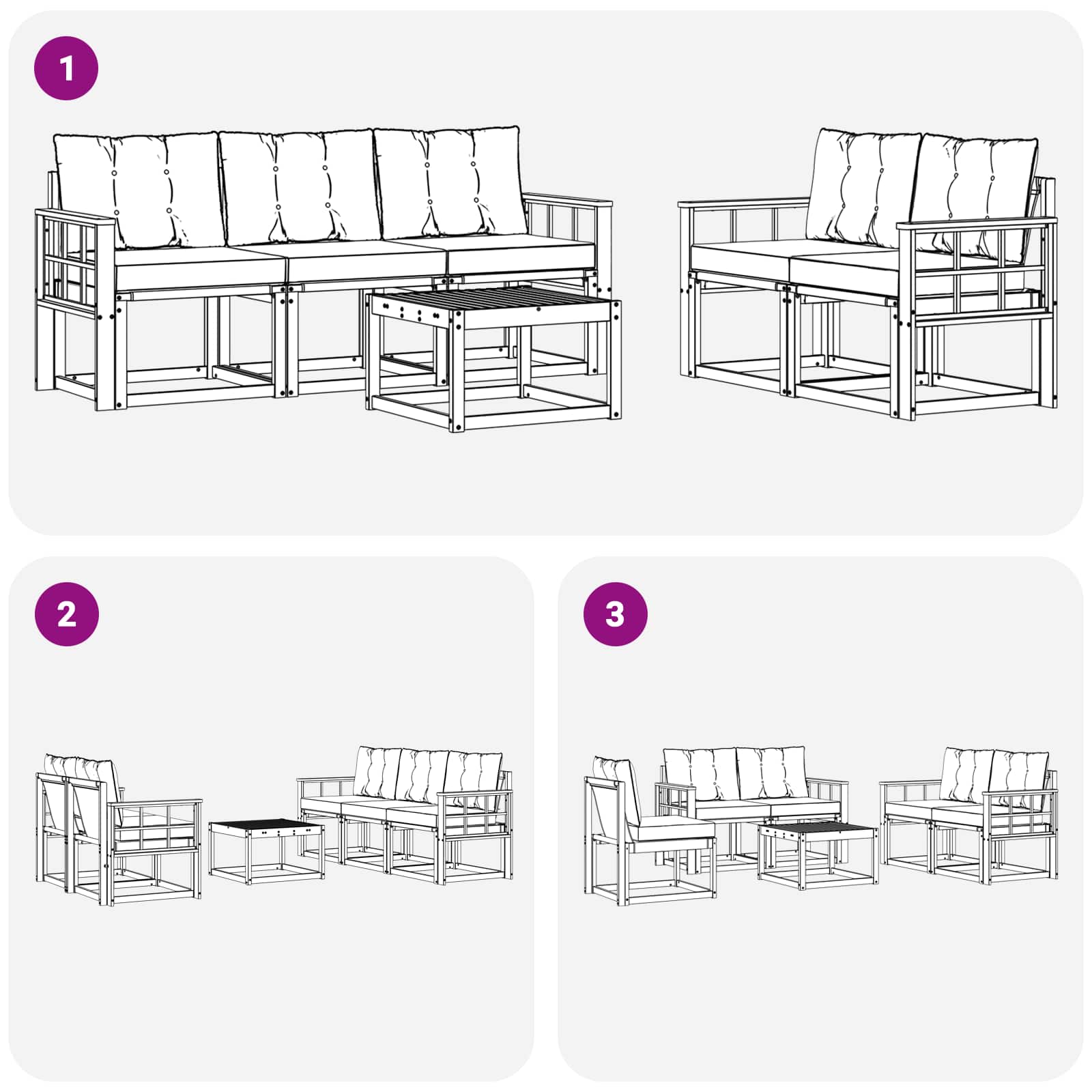 Set vanjskih sofa s jastukom 6 pcs Prirodna i crna