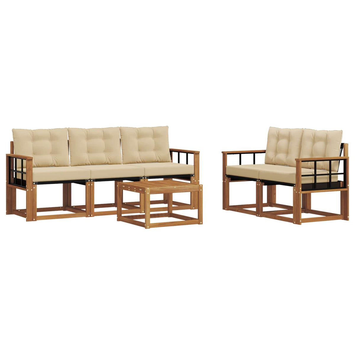 Set vanjskih sofa 6 kom. Prirodna i bež