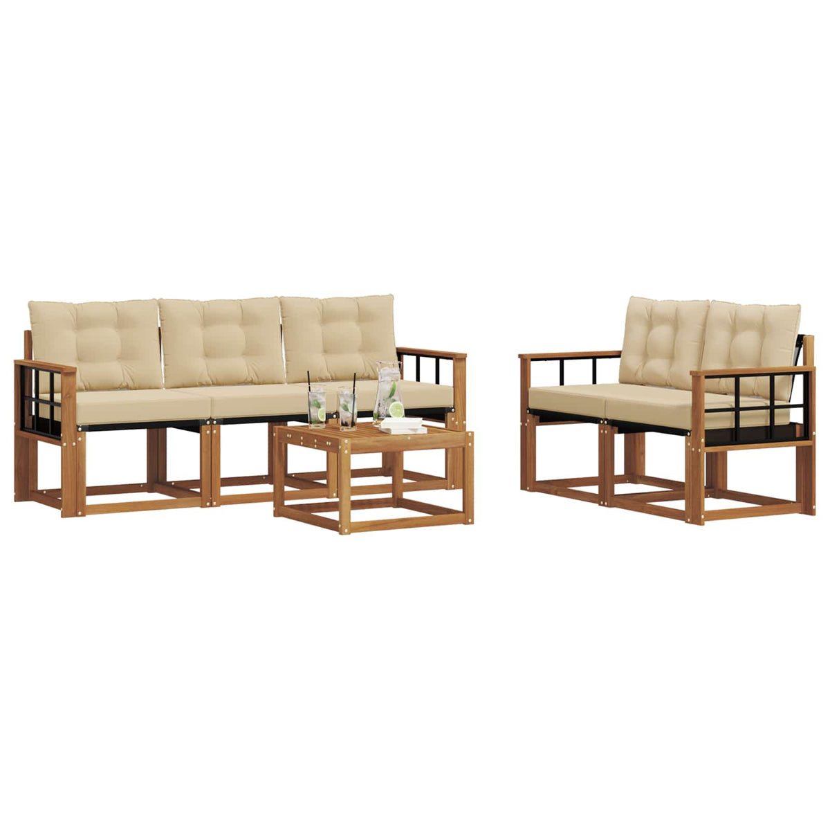 Set vanjskih sofa 6 kom. Prirodna i bež