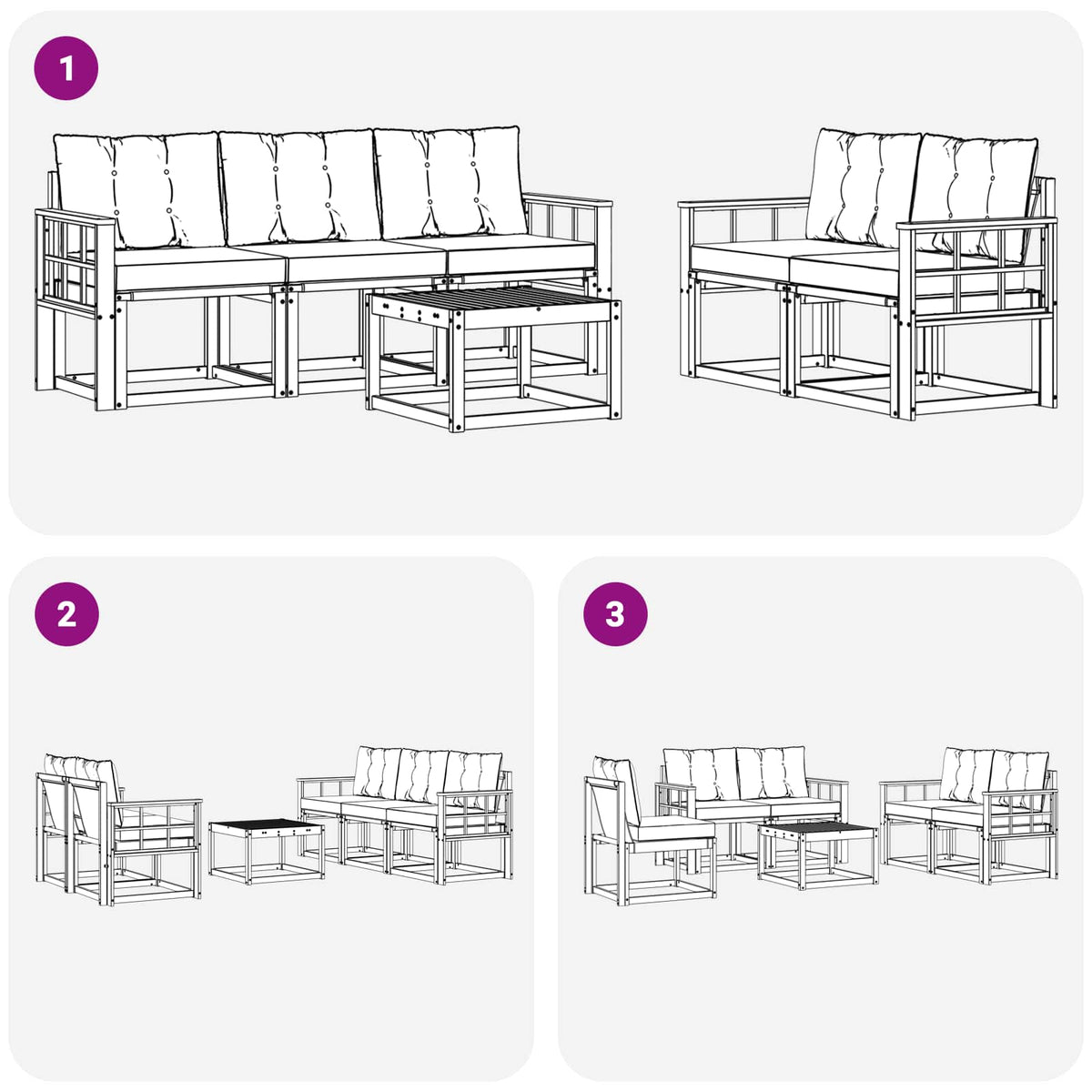 Set vanjskih sofa 6 kom. Prirodna i bež