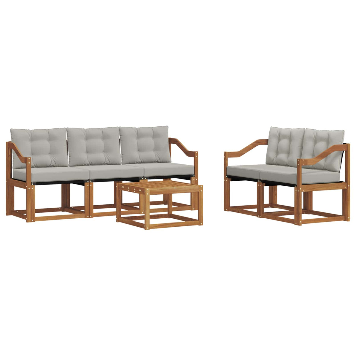 Set vanjskih sofa 6 kom. Prirodna i svijetlo siva