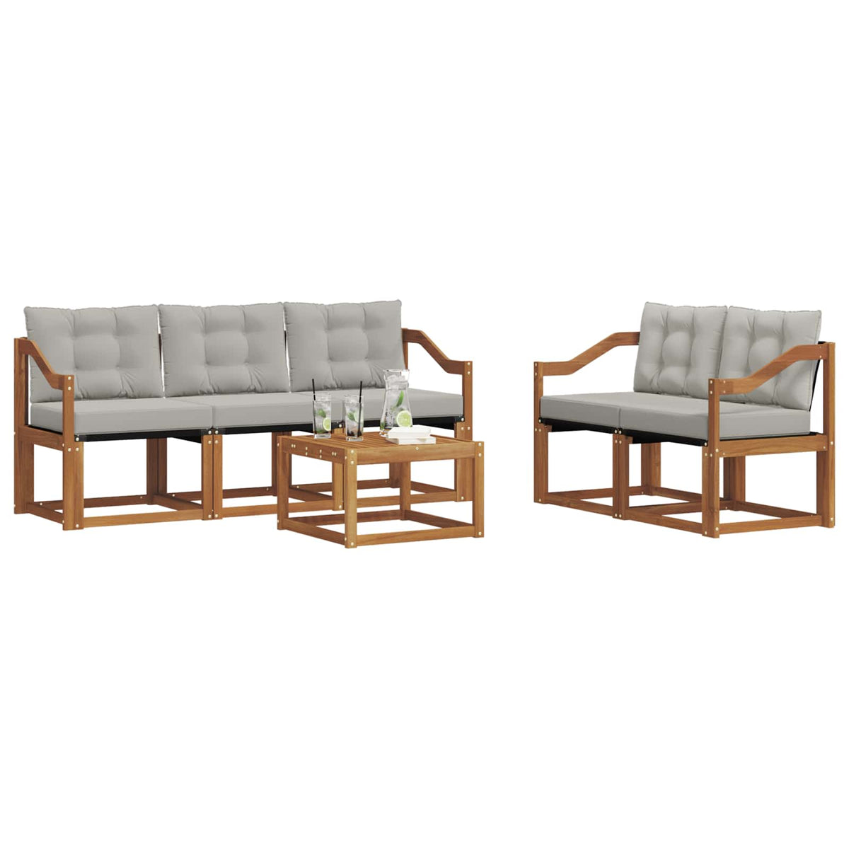 Set vanjskih sofa 6 kom. Prirodna i svijetlo siva