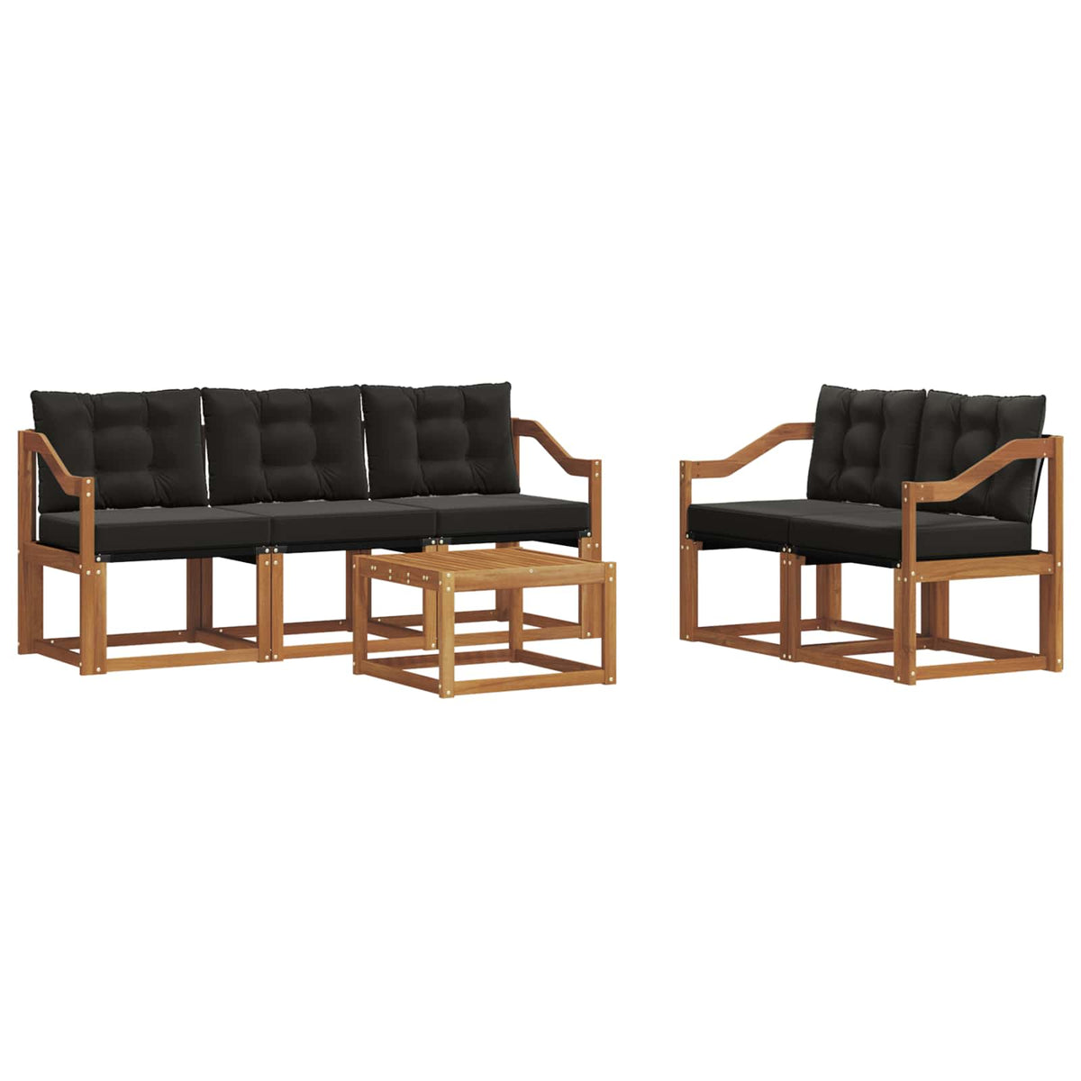 Set vanjskih sofa s jastukom 6 pcs Prirodna i crna