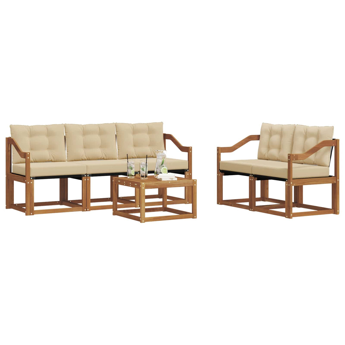 Set vanjskih sofa 6 kom. Prirodna i bež